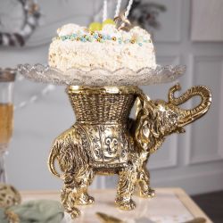 Фруктовница Слон Джайпурарт Бронза со стеклянной чашей