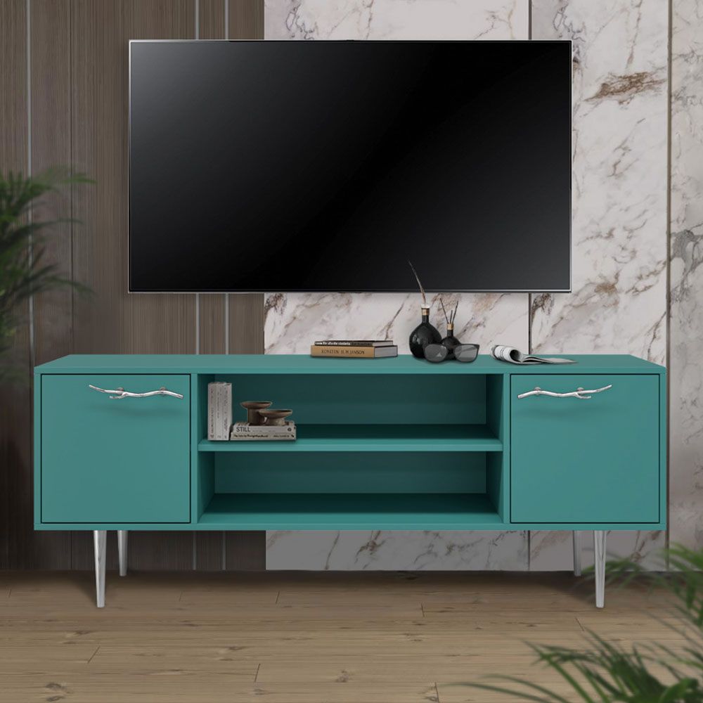 Тумба под ТВ Арт Колор matte 155см Стайл Сильвер Пастельно-синий матовый