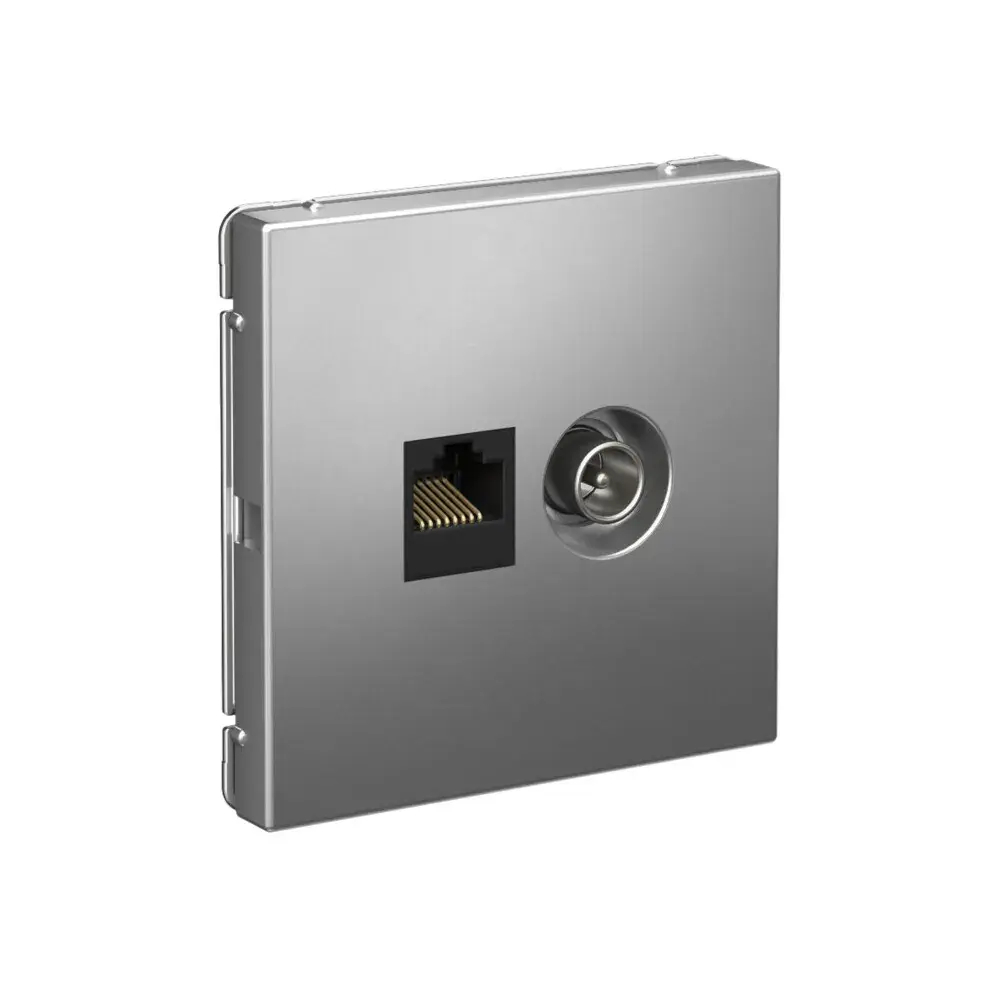 ARTGALLERY РОЗЕТКА двойная ТВ + компьютерная RJ45, кат. 5Е, СТАЛЬ