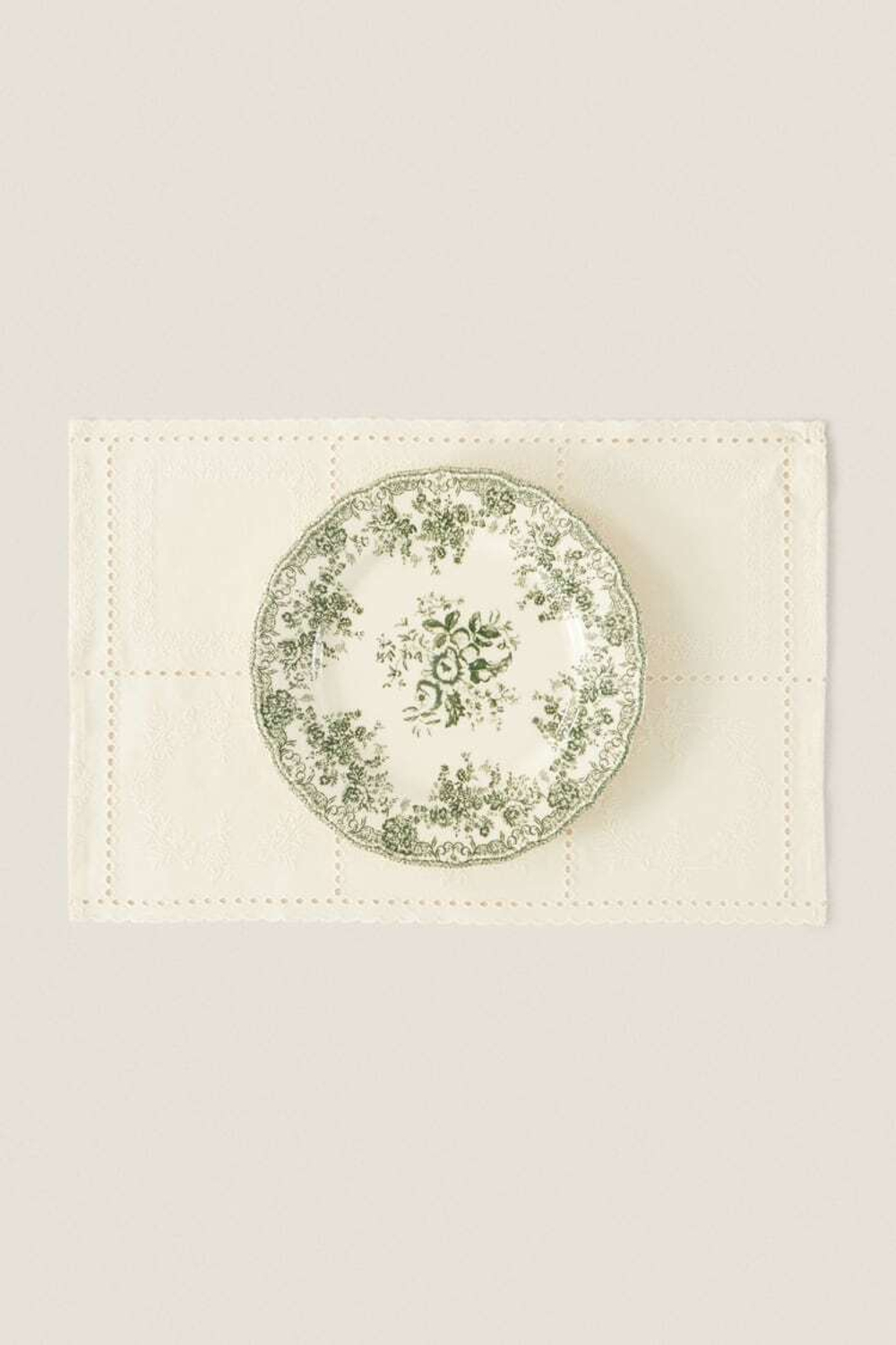 ZARA HOME САЛФЕТКА С ВЫШИВКОЙ В КЛЕТКУ (КОМПЛЕКТ ИЗ 2 ПРЕДМЕТОВ), ЭКРЮ