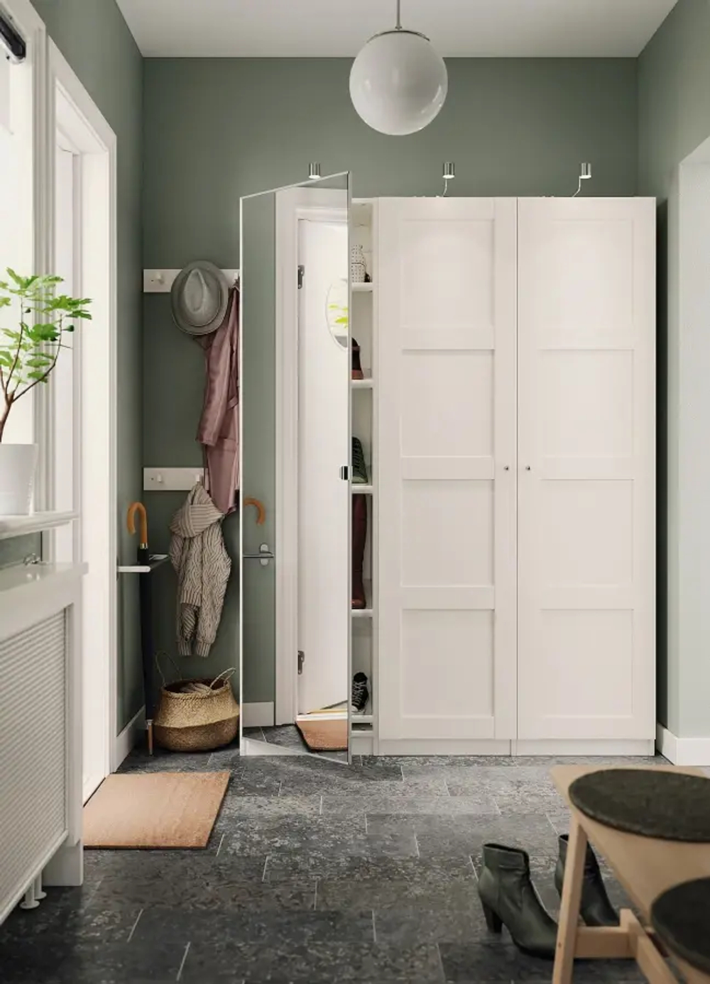 Дверь с петлями -  BERGSBO IKEA/ БЕРГСБУ ИКЕА, 195х50 см,  белый