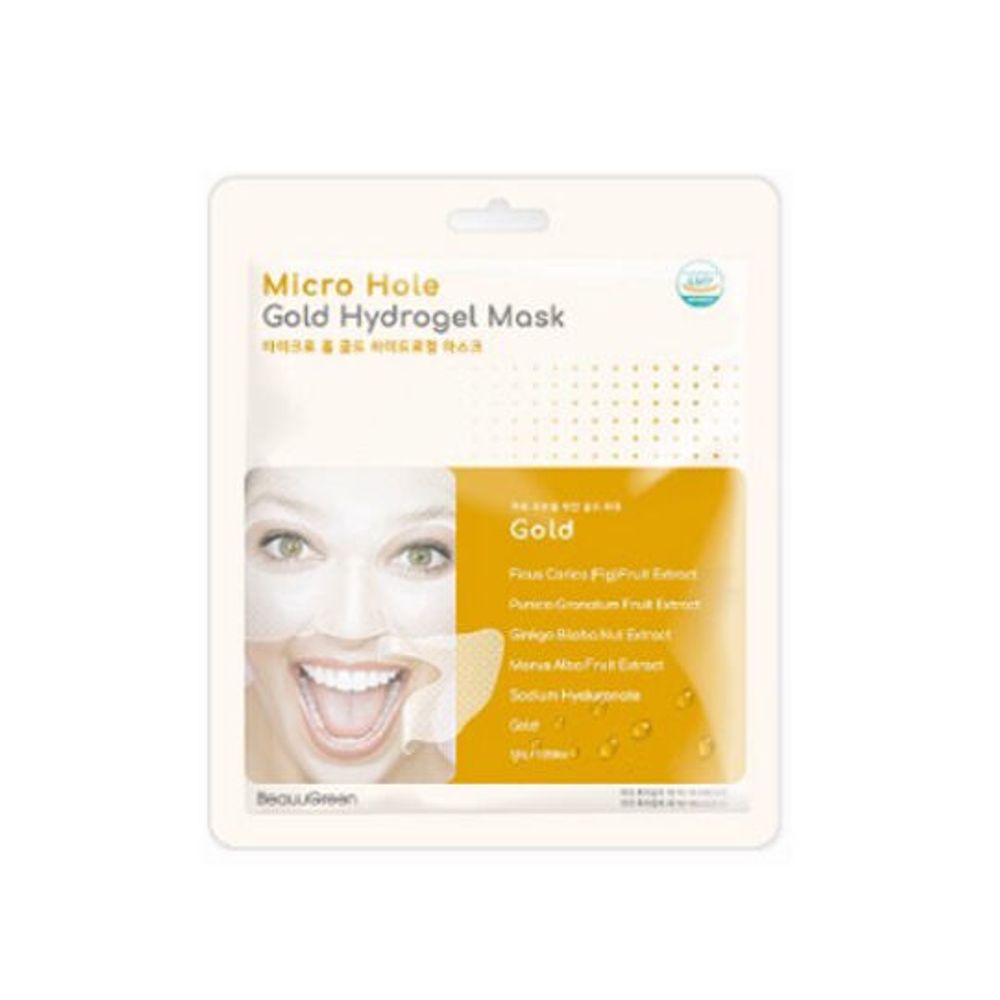 Гидрогелевая маска с золотом BEAUUGREEN Micro Hole Gold Hydrogel Mask