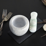 Ступка с пестиком из камня Доляна «Мрамор», 10×8 см, цвет белый