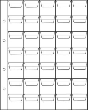 Лист для хранения монет на 35 ячеек (формат Optima) (200х250 мм)