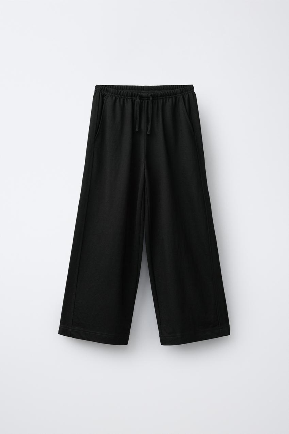 ZARA БРЮКИ WIDE LEG СВОБОДНОГО КРОЯ, ЧЕРНЫЙ