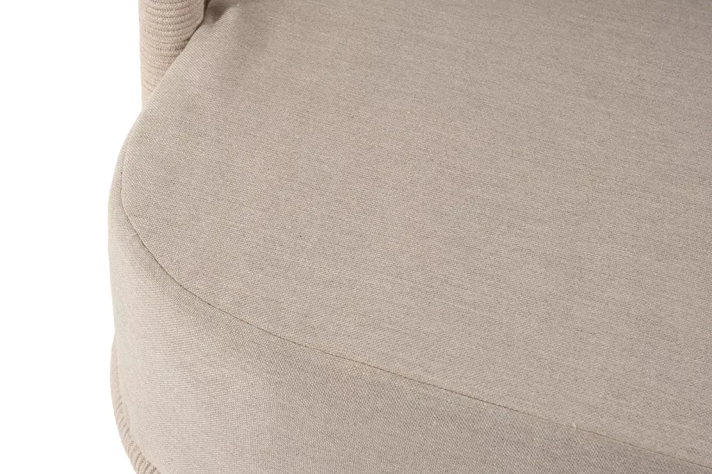 "Верона" диван 3-местный плетеный из роупа, каркас алюминий белый муар, роуп бежевый круглый, ткань бежевая 15052