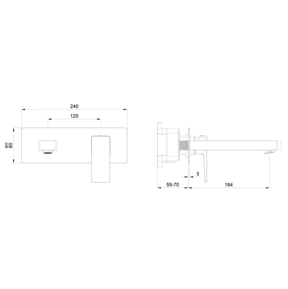 Смеситель для раковины встраиваемый WONZON & WOGHAND CUBE 2.0, Темный графит (WW-88869068-BGM)