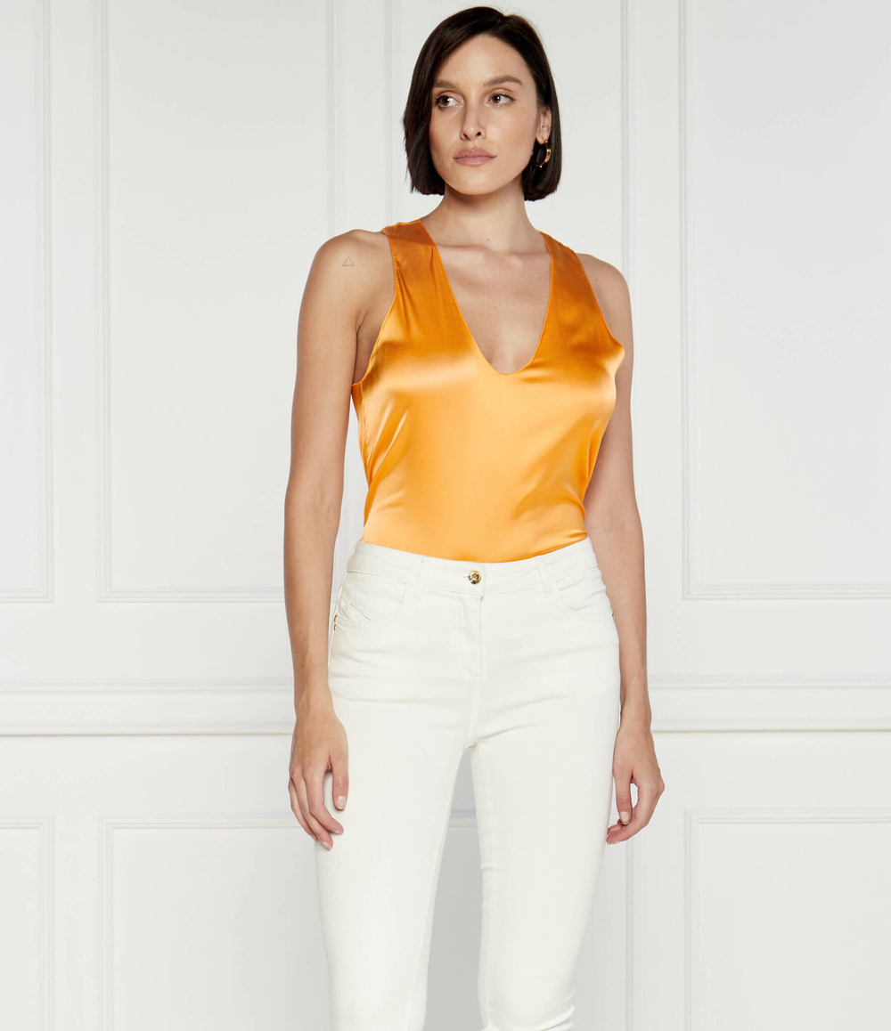 Сатиновый топ Patrizia Pepe - оранжевый(2C1561 A644)