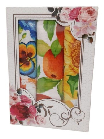 Набор из 3-х вафельных полотенец в подарочной упаковке, 100% хлопок, Россия.