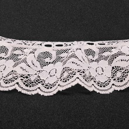 Кружево-рюш, 68 мм, цвет белый, намотка 25 м (10216022/110717/0012010/01_Испания)
