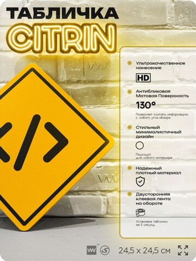 Табличка декоративная на дверь и стену, для программиста, информационная, декоративный знак, 24,5х24,5 см, пластиковая, Айдентика Технолоджи