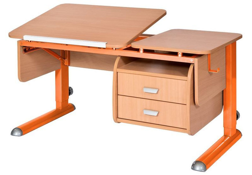 Растущая парта Астек Твин-2 с тумбой на 2 ящика (1150×575 мм)