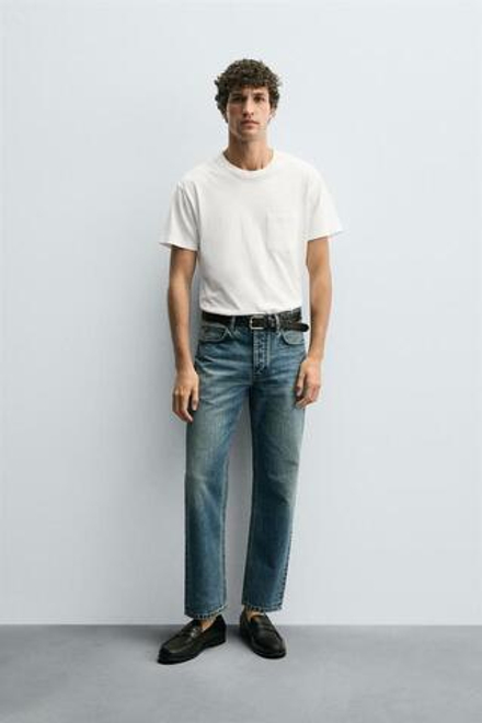 ZARA ДЖИНСЫ STRAIGHT FIT REGULAR, ВЫЦВЕТШИЙ СИНИЙ