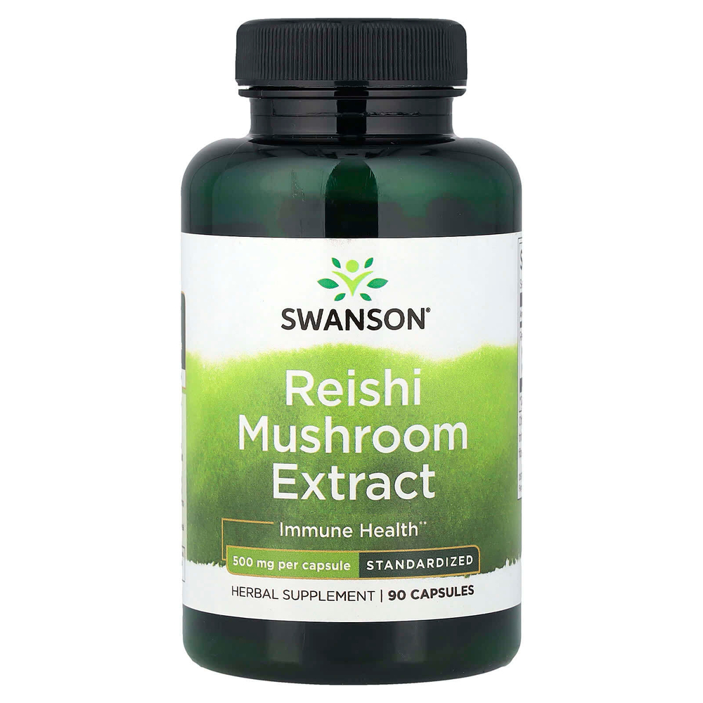 Swanson, Экстракт грибов рейши, стандартизированный, 500 мг, 90 капсул