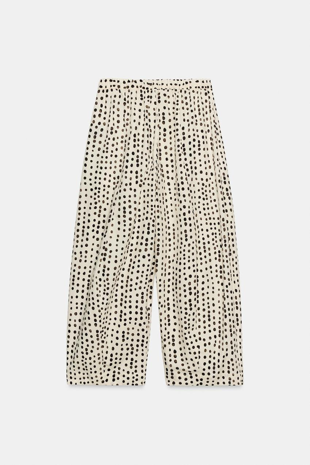 ZARA БРЮКИ В ПИЖАМНОМ СТИЛЕ В ГОРОШЕК — ZW COLLECTION, ЭКРЮ/ЧЕРНЫЙ