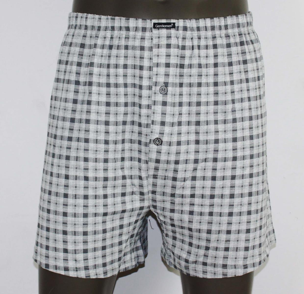 Хлопковые трусы-боксеры в клеточку (Размер: XXXL) (Цвет: серый)