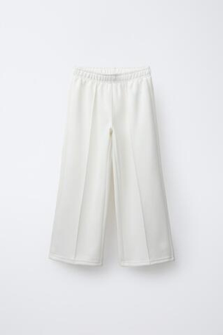 ZARA БРЮКИ WIDE LEG В СПОРТИВНОМ СТИЛЕ, ЭКРЮ