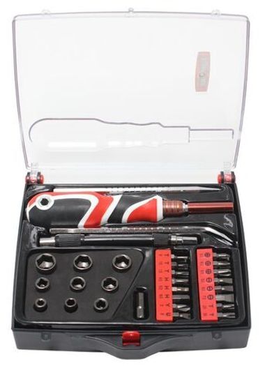 Отвертка телескопическая усиленная, с комплектом бит и головок, гибким удлинителем,керном,монтировкой(30пр.) в пластиковом футляре. Baum Auto##BaumAuto BM-30314230