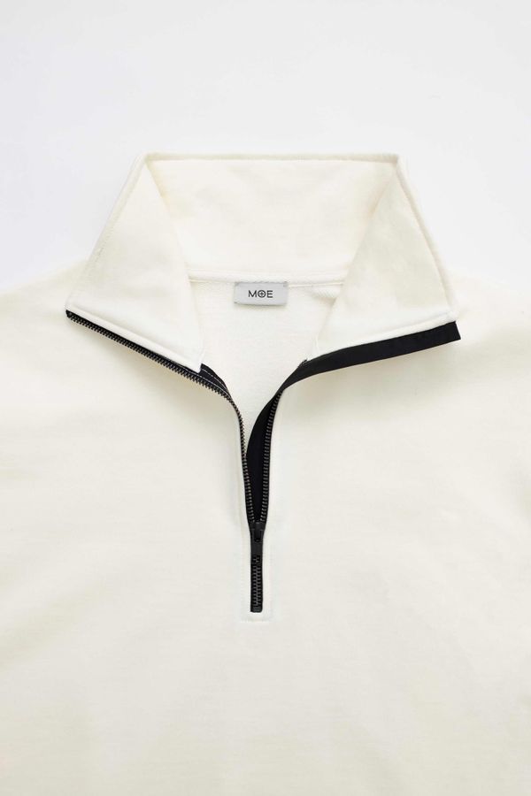 Толстовка ZIP с высоким воротом Молочная - фото 5