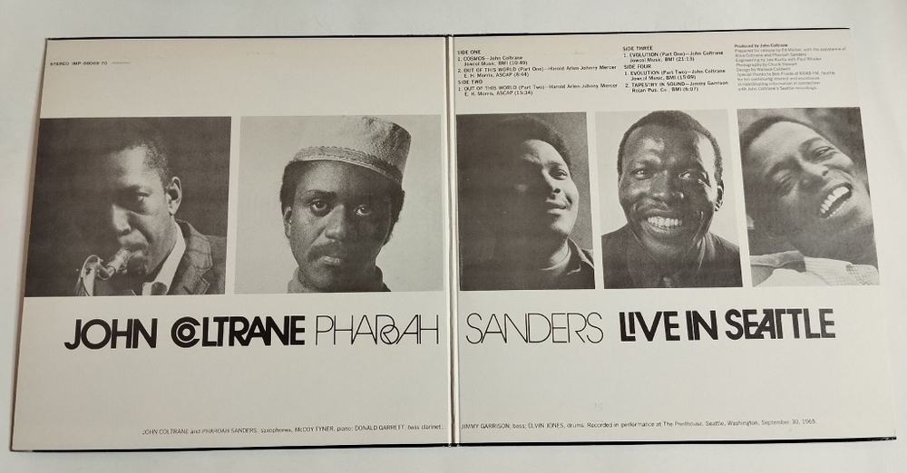 Винтажная виниловая пластинка LP John Coltrane Featuring Pharoah Sanders Live In Seattle (Japan 1972) (No Obi)
