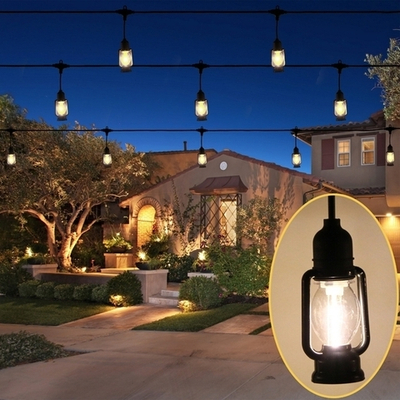 Гирлянда для улицы «Фонарики» 5 м 10 ламп LED (11.5*5.5 см) черн.пров, 1 реж.,IP-54 (220 V), Теплый белый (возможность соединения)