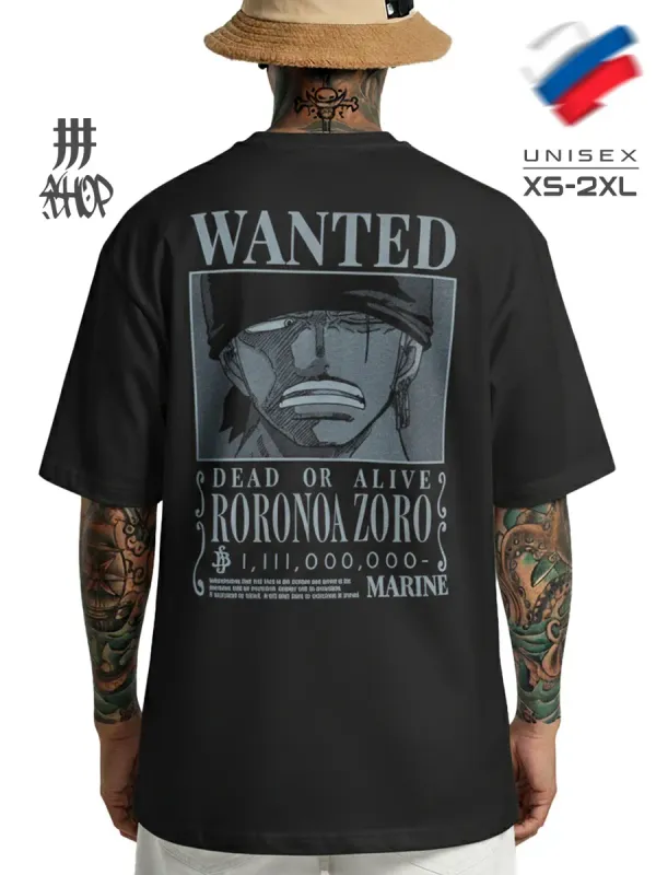 Футболка оверсайз с принтом Zoro One Piece черная
