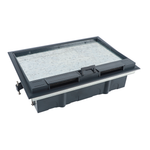 Лючок в пол 16 мод. (8 мод. 45х45 мм.) верт. установка,  крышка ABS +гальванизированная стальная