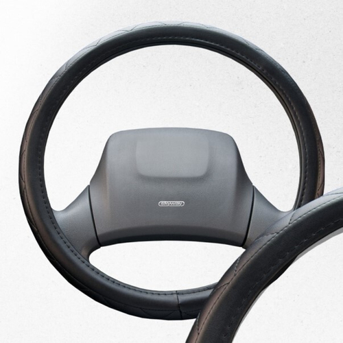 Оплетка руля L 39-41 см экокожа черная Hit-2 (SKYWAY)