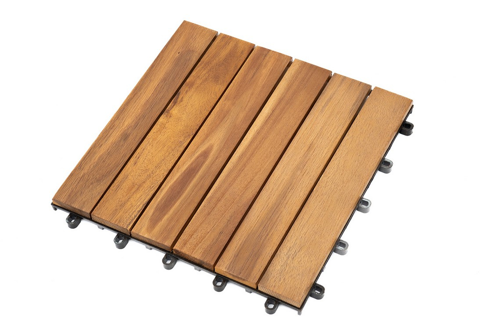 Модульный уличный пол из акации НОРД (6 ламелей), 30×30 см, набор 10 шт