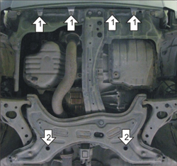 Защита картера Двигателя, КПП. 2 мм, Сталь. для Toyota RAV 4 2000-2005 MOTODOR.02518