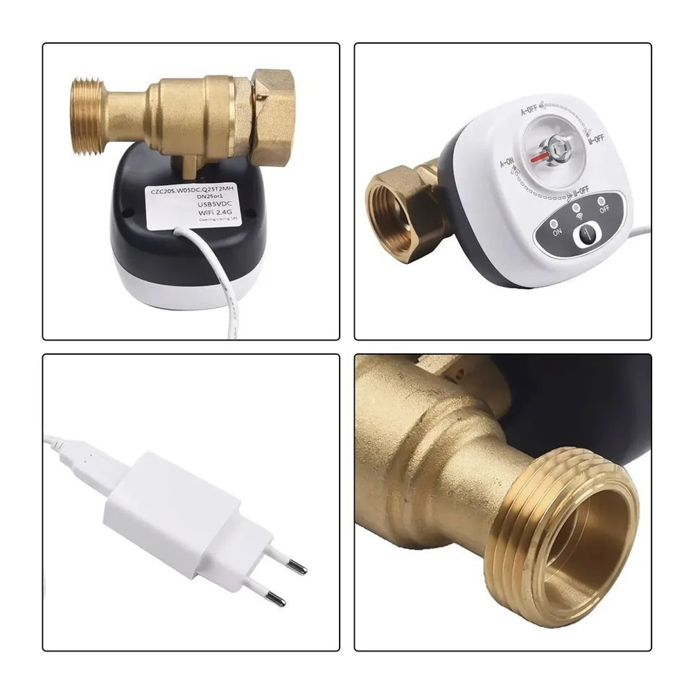 Умный WiFi шаровый кран с электроприводом USB5V + ручное управление (Работает с Tuya, SmartLife, Яндекс Алиса)