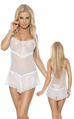 Великолепная сорочка с кружевным лифом и подолом (Размер: XL-XXL) (Цвет: белый)