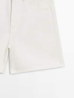Massimo Dutti Джинсовые шорты со средней посадкой, экрю