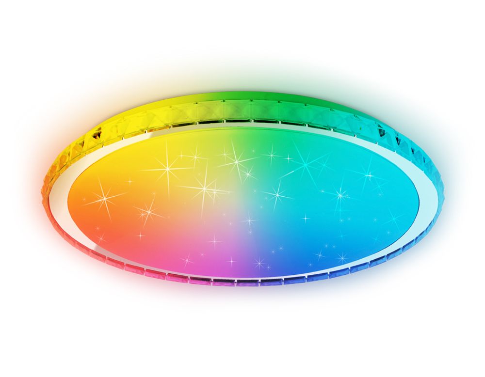 Светодиодный светильник c подсветкой RGB FF502 CH хром 80W 3000-6400K D500*70 (ПДУ ИК)