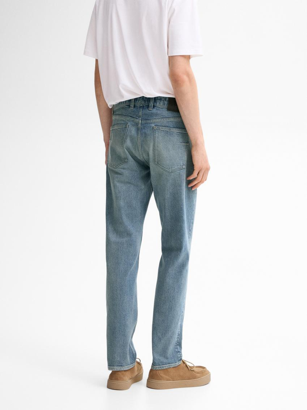 Massimo Dutti Зауженные джинсы с эффектом потертости, индиго