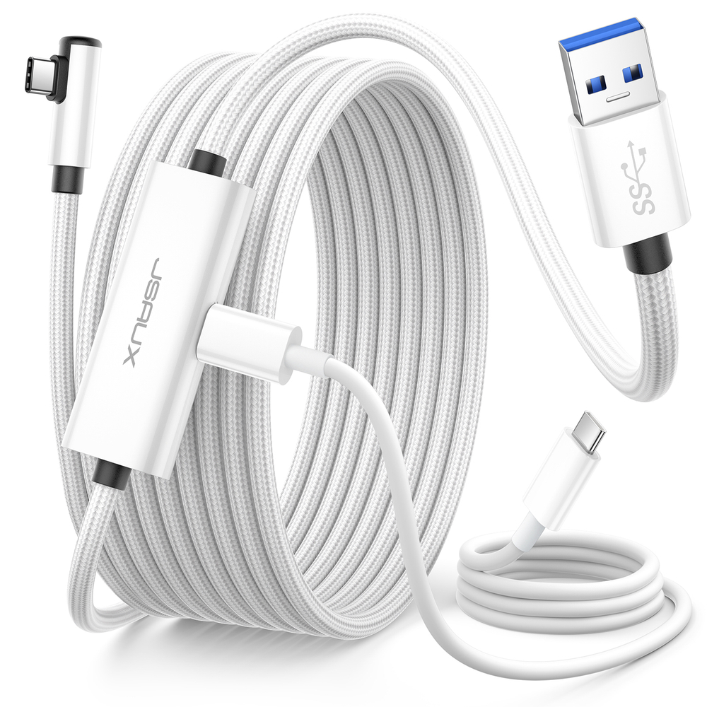 JSAUX USB 3.0 высокоскоростное зарядное устройство совместимо с Quest 2 1 Pro Pico 4, USB-C 2-в-1 кабель для Meta/Oculus Quest 2 аксессуары CD0044(A)