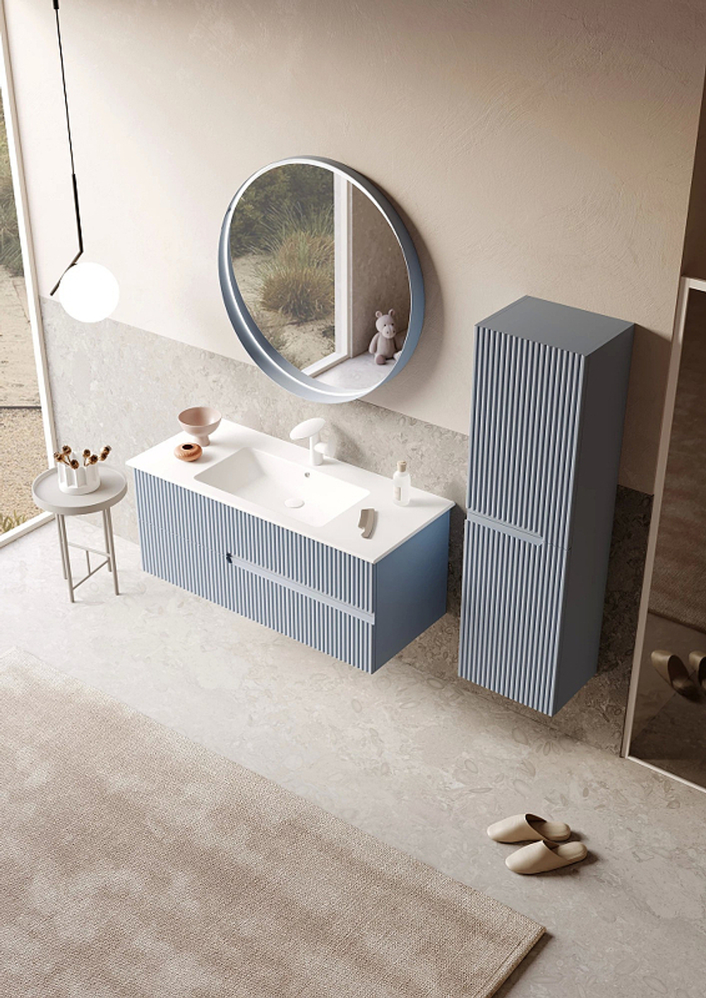 Шкаф пенал Orka Moonlight 40 3001323 подвесной Голубой матовый