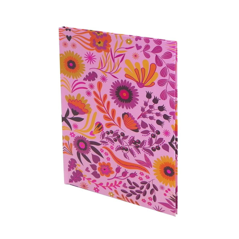 Записная книжка в футляре 14,5 см * 21,0 см , 7БЦ, Alingar, ламинация, фольга, замочек, 40 л., линия, "Цветочная мозаика", розовый