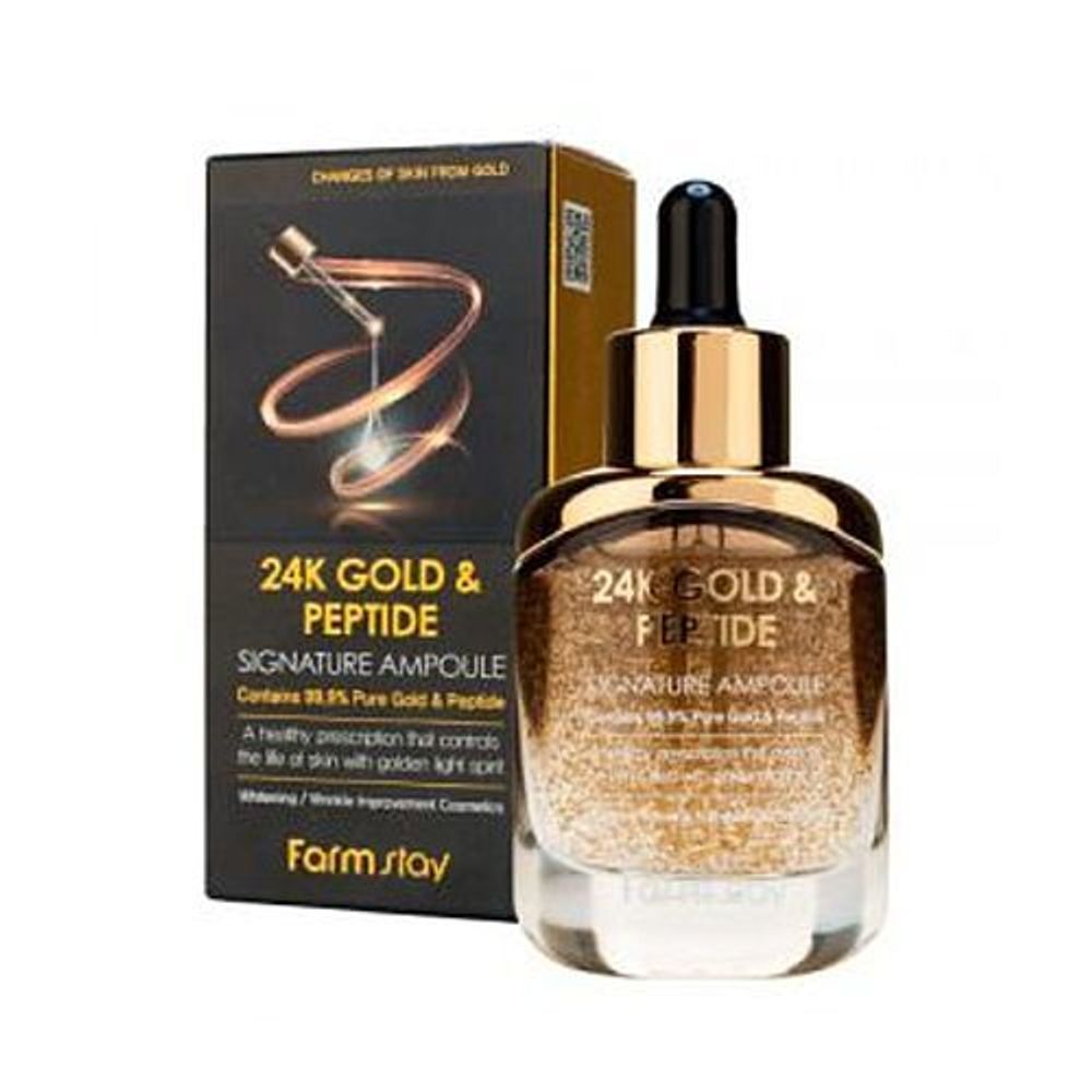 FarmStay Сыворотка ампульная с золотом и пептидами - 24KGold &amp; peptide signature ampoule, 35мл