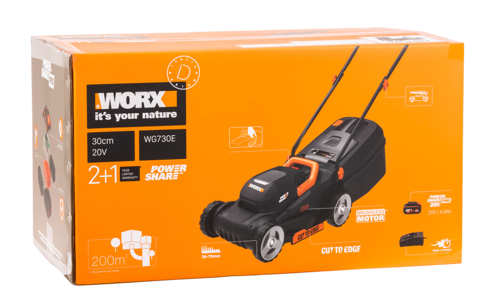 Аккумуляторная газонокосилка WORX WG730E