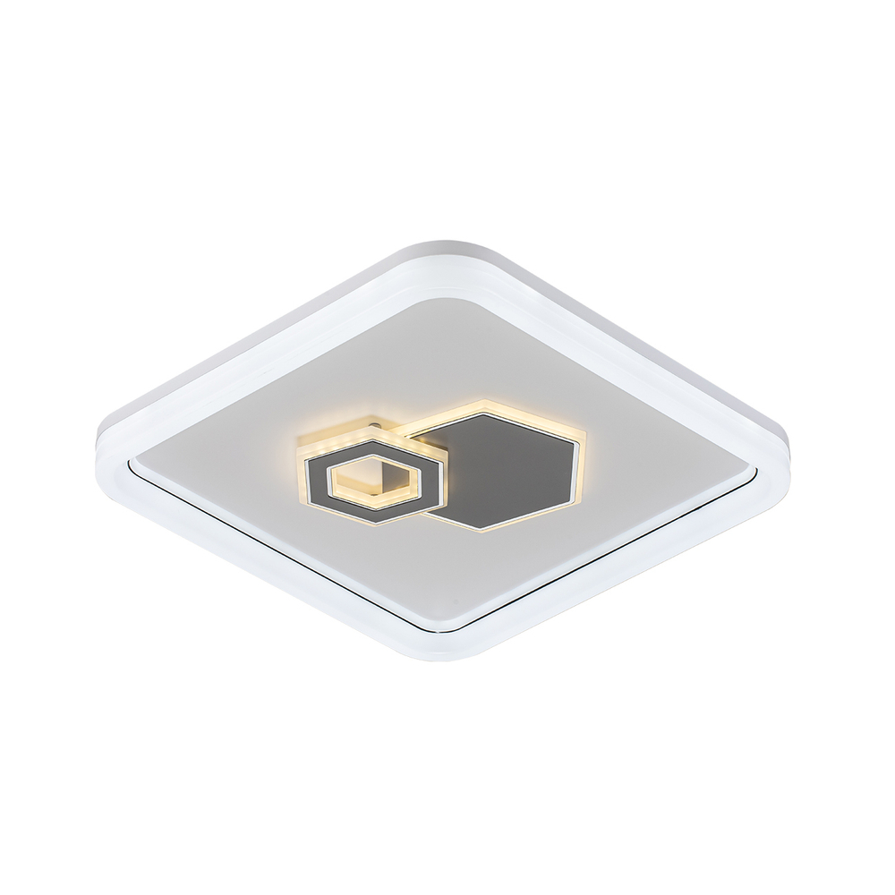 Потолочный светодиодный светильник 126Вт, 9800Лм, 3000-6000К, Ra>80,  плавная регулировка мощности, изменение цветовой температуры, ночник,  металл/акрил/пластик, белый/серый