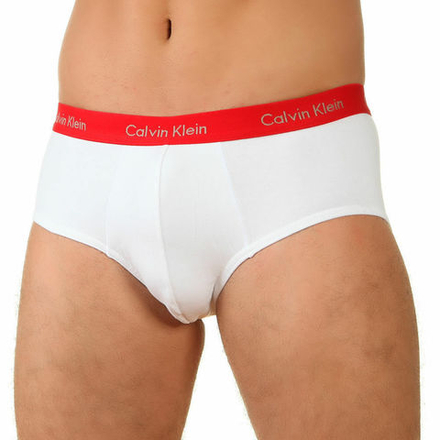 Мужские трусы брифы белые с красной резинкой Calvin Klein CK00005