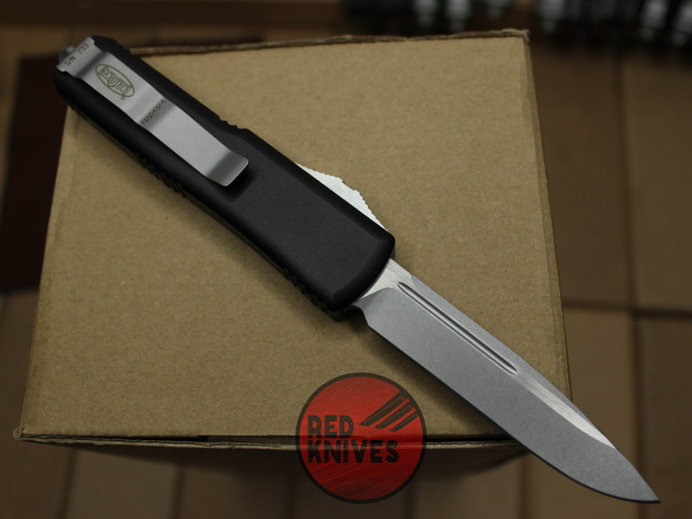 Нож Microtech UTX-85 A+++ Standard S/E - черная рукоять, стандартный апокалиптик клинок
