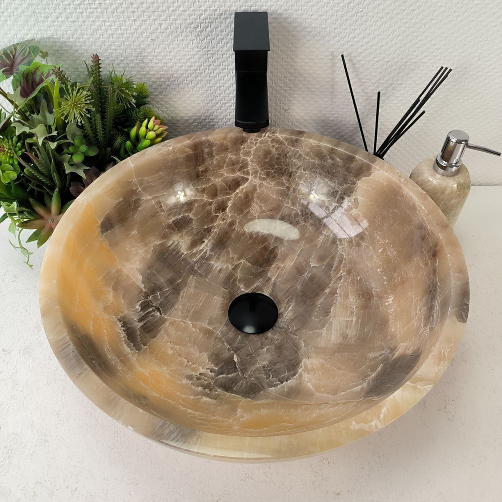 Каменная раковина из оникса Bowl Grey Medium TinLip BO-00964 (45*45*15)