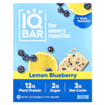 IQBAR, Растительный протеиновый батончик, лимон и голубика, 12 батончиков по 45 г (1,6 унции)