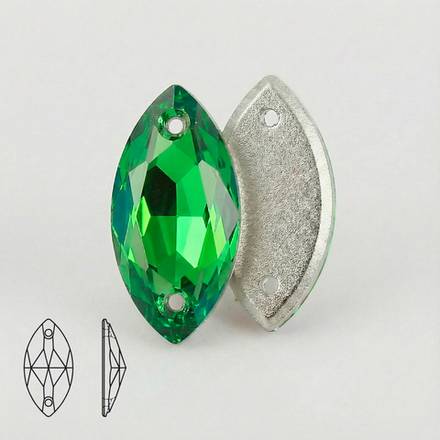 Стразы пришивные из стекла и хрусталя, цвет Peridot, форма Navette