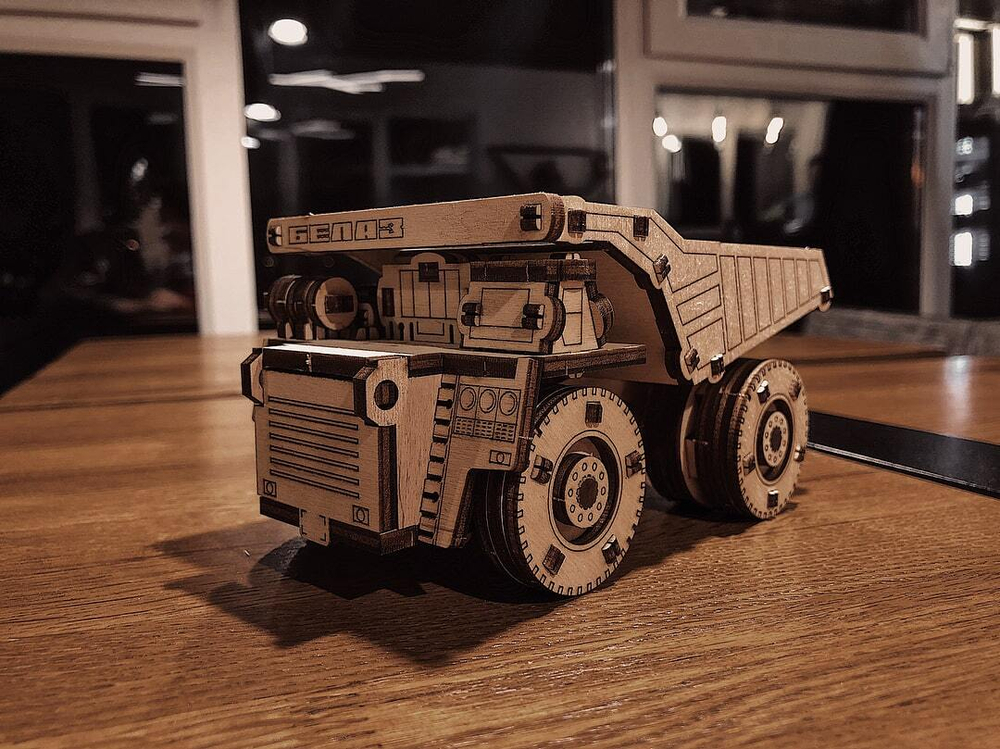 Белаз Мини от EWA - Деревянный конструктор, сборная модель, 3D пазл