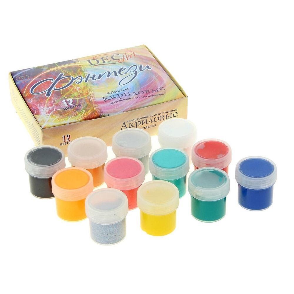 Краски акриловые Экспоприбор,12 цветов, 20 мл.,картонная упаковка "Фентези" Краски акриловые Экспоприбор,12 цветов, 20 мл.,картонная упаковка "Фентези"
