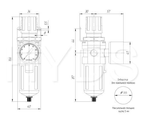 AW2000-02 Фильтр-регулятор G1/4, 10 бар