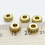 Бусина Milano LUX, цвет золото, фианиты, размер 8*3,5 мм, цена за 1 шт